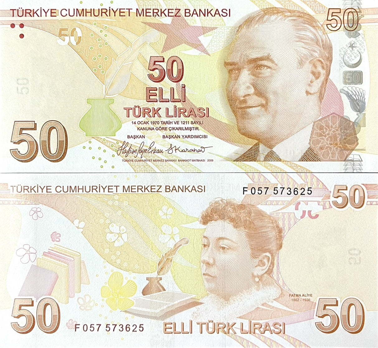 Turkey 50 Lira 2009/2024 P 225 Mixed Prefix UNC