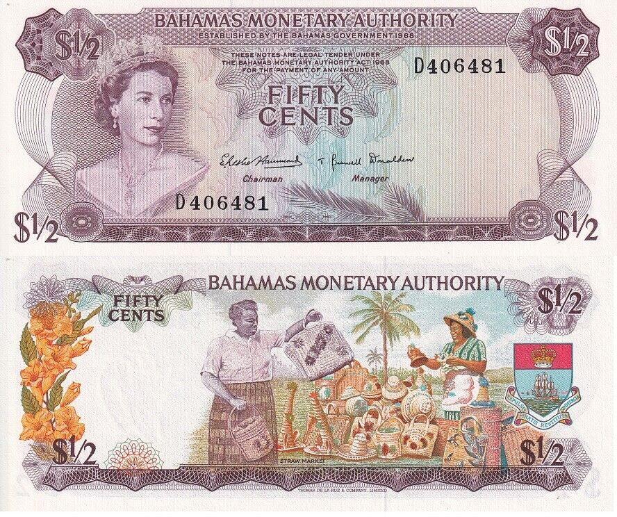 Bahamas 50 Cents 1968 P 26 QEII UNC