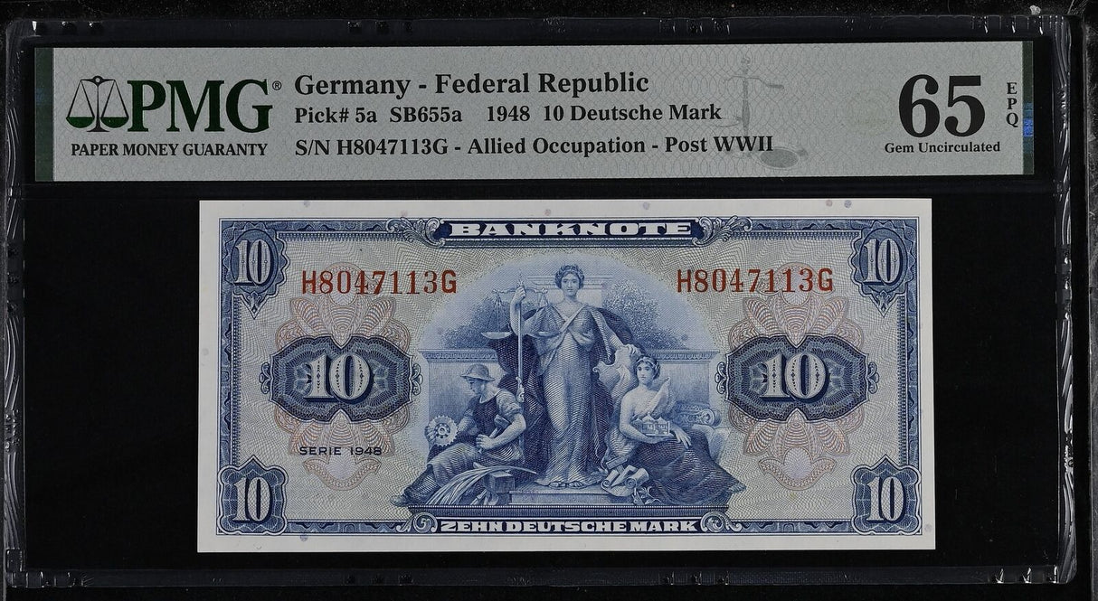 Germany 10 Deutsche Mark 1948 P 5 a Gem UNC PMG 65 EPQ