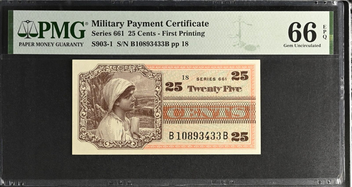 Military Payment Certificate 25 Cents ND 1968 P M66 USA Gem UNC PMG 66 EPQ