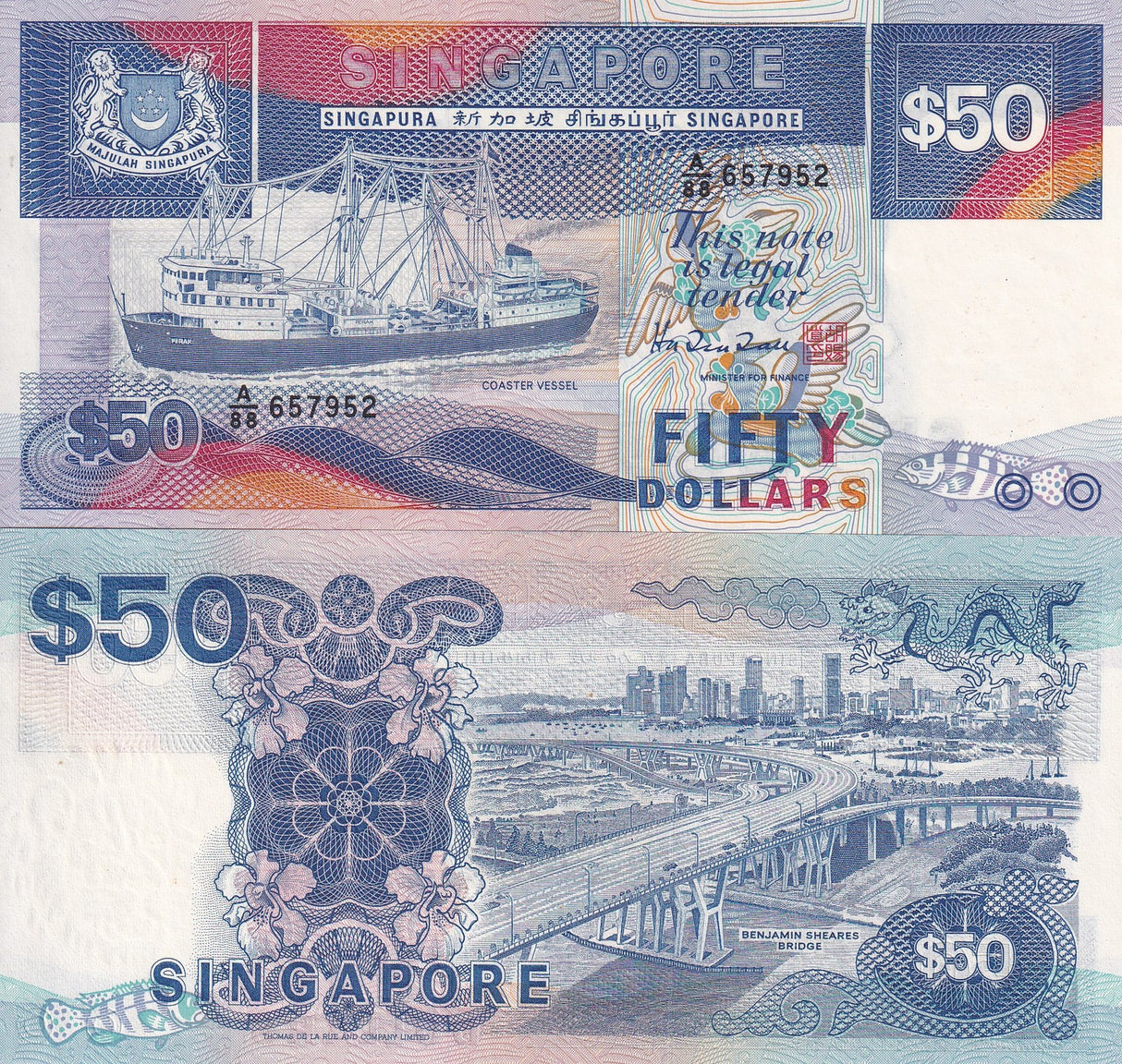 Singapore 50 Dollars ND 1987 P 22 UNC