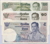 Thailand set 3 UNC 5 10 20 Baht ND 1969-1988 P 82 83 84