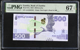Zambia 500 Kwacha 2024 P 67 a AA Prefix Superb Gem UNC PMG 67 EPQ