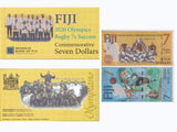 Fiji Set 2 UNC 7 Dollars 2017 & 2020 Rugby in Commemorative Folder Olympics