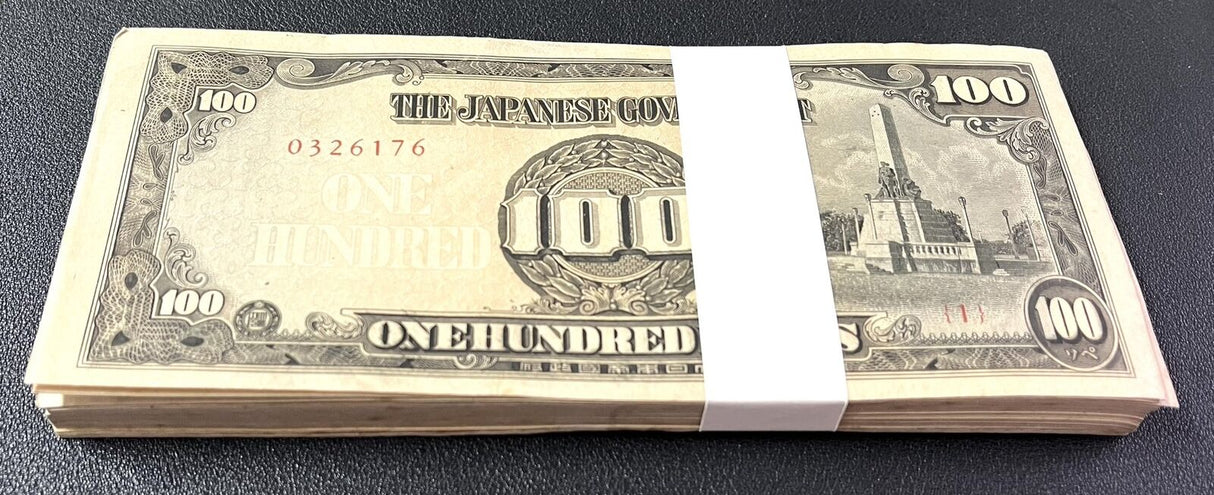 Philippines 100 PESOS 1944 WWII Japanese Occupation P 112 AU-UNC LOT 100 PCS