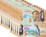 New Zealand 5 Dollars 2015 Polymer P 191 a UNC Lot 10 PCS 1/10 bundle