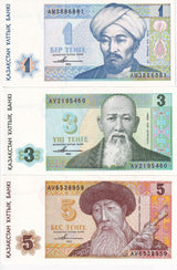 Kazakhstan Set 3 PCS 1 3 5 Tenge 1993 P 7 8 9 UNC