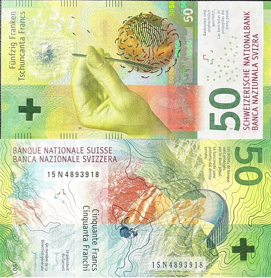 Switzerland 50 Franken 2015 P 77 b Studer & Danthine UNC