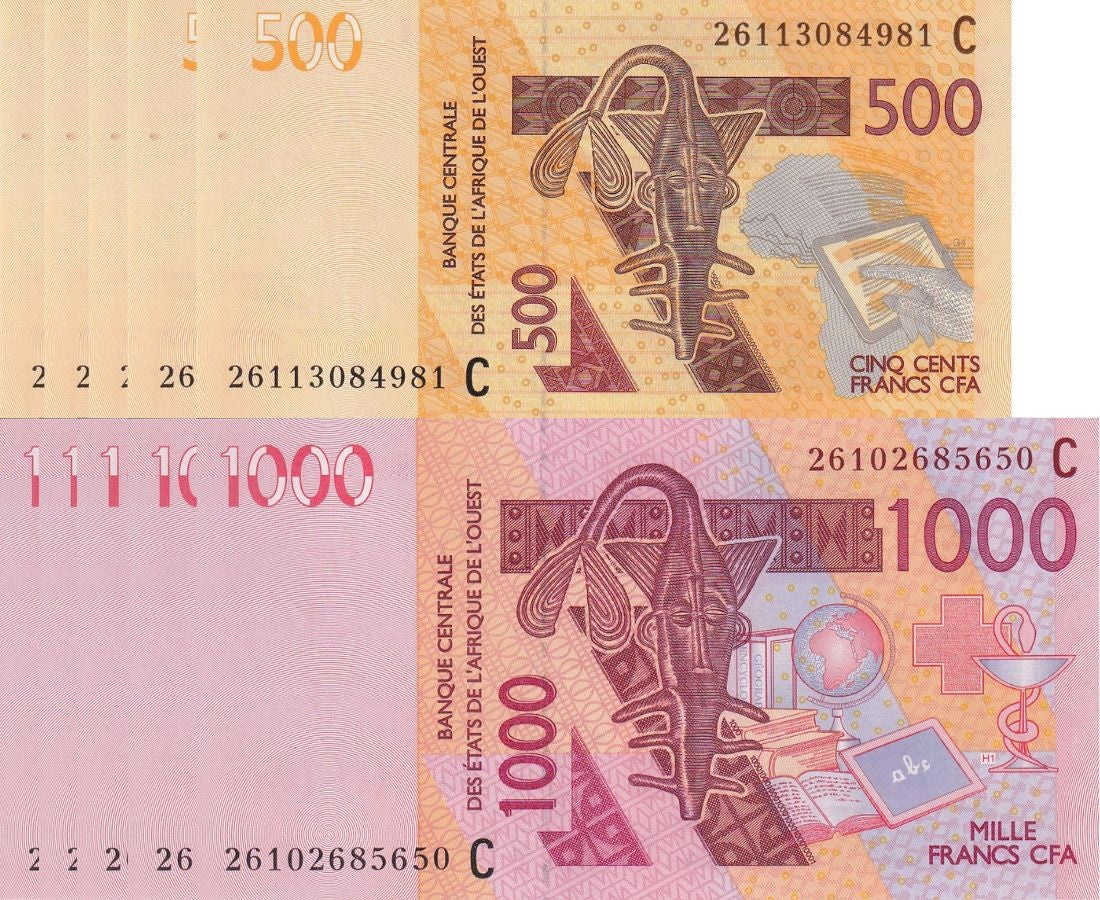 WAS Burkina Faso Set 2 x Lot 5=10 UNC 500 1000 Francs 2026 P 319C P 315C New