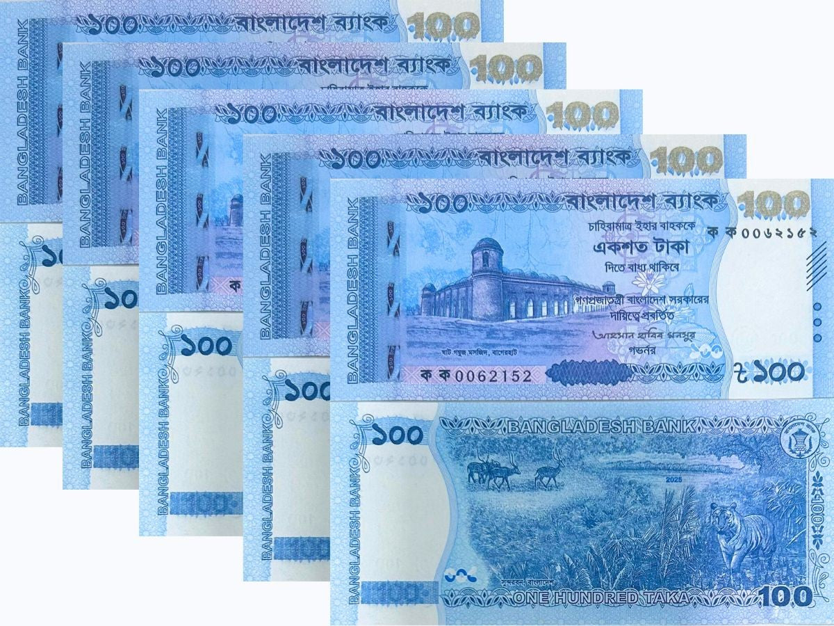 Bangladesh 100 Taka 2025 P 79 NEW Design UNC LOT 5 PCS