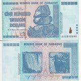 Zimbabwe 100 Trillion Dollars 2008 P 91 UNC Chiremba Balancing Rocks