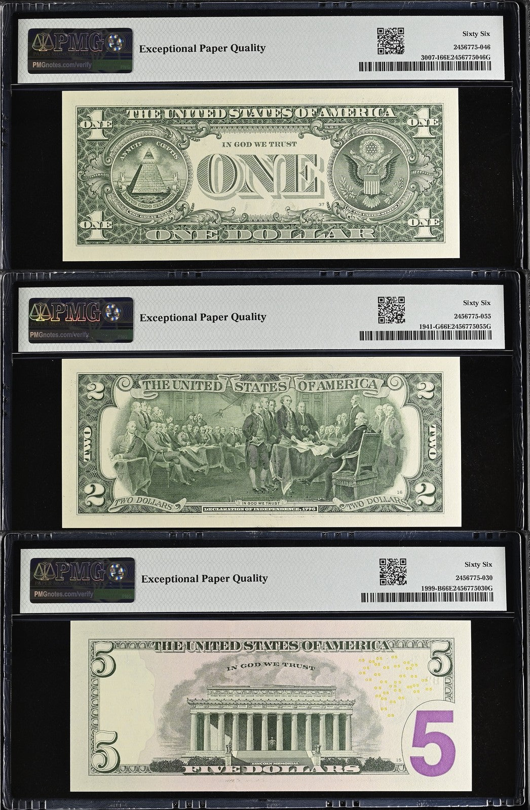 United States SET 3,1 2 5 Dollars USA Mixed States Gem UNC PMG 66 EPQ