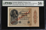 Germany 1 Milliarde Mark on 1000 Mark 1922 ND 1923 P 113 Choice AUnc PMG 58 EPQ