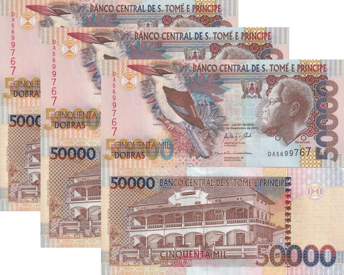 Saint Thomas & Prince 50000 Dobras 2013 P 68 e Sao Tome UNC LOT 3 PCS