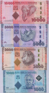 Tanzania Set 4 UNC 1000 2000 5000 10000 Shillings ND 2020 P 41 42 43 44