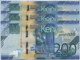 Kenya 200 Shillings 2019 P 54 UNC LOT 3 PCS