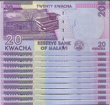 Malawi 20 Kwacha 2020 P 63 UNC LOT 10 Pcs = 1/10 BUNDLE