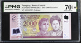 Paraguay 2000 Guaranies 2017 P 228 d Superb Gem UNC PMG 70 EPQ Extra Star TOP