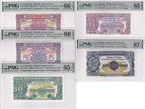 Great Britain Set 5; 2 5 10 Shilling 1 5 Pound P M19 Gem UNC PMG 65 66 67 EPQ
