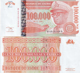 Zaire 100000 Nouveaux Zaires 1996 HDMZ P 77 UNC