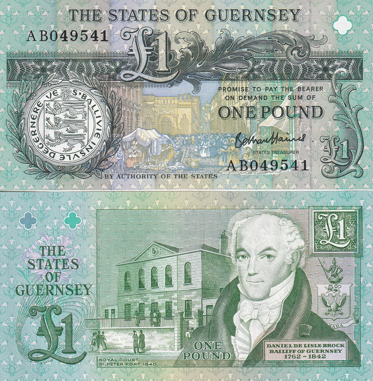 Guernsey 1 Pound ND 2021 P 52 d UNC ,Royal Court ,St. Peter Port