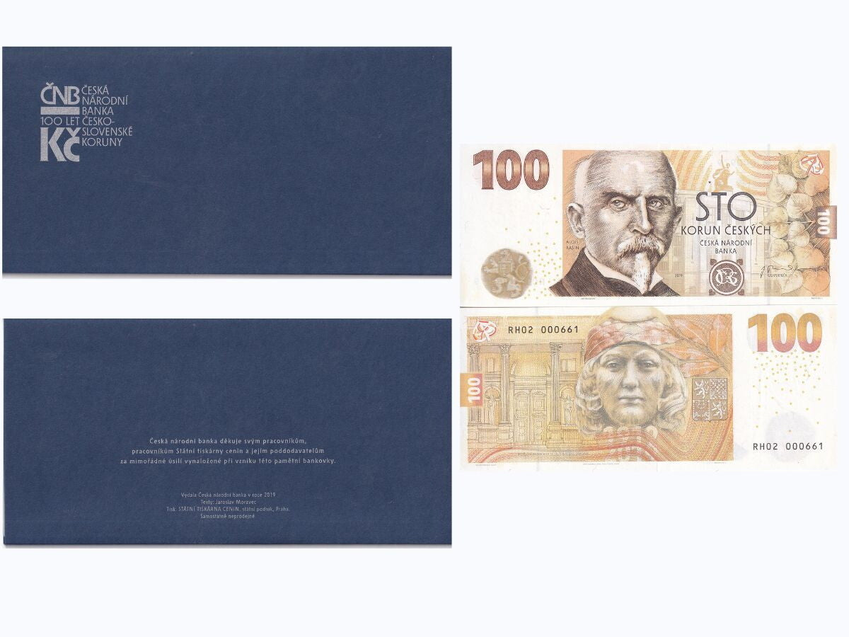 Czech Republic 100 Korun 2019 Commemorative BIG Note P 29 UNC W/Folder