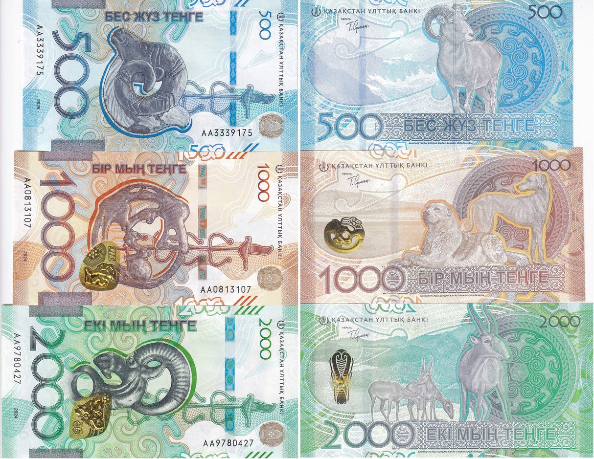 Kazakhstan set 3 UNC 500 1000 2000 Tenge 2025 P 51 52 53 New