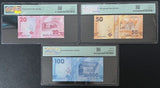 Kyrgyzstan Set 3; 20 50 100 Som 2023 P 34 35 36 Superb Gem UNC PMG 66 67 EPQ