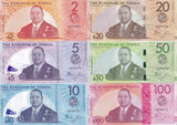 Tonga Set 6 UNC 2 20 50 100 (5 10 Polymer) Pananga 2023 2024 P 50 51 52 53 54 55