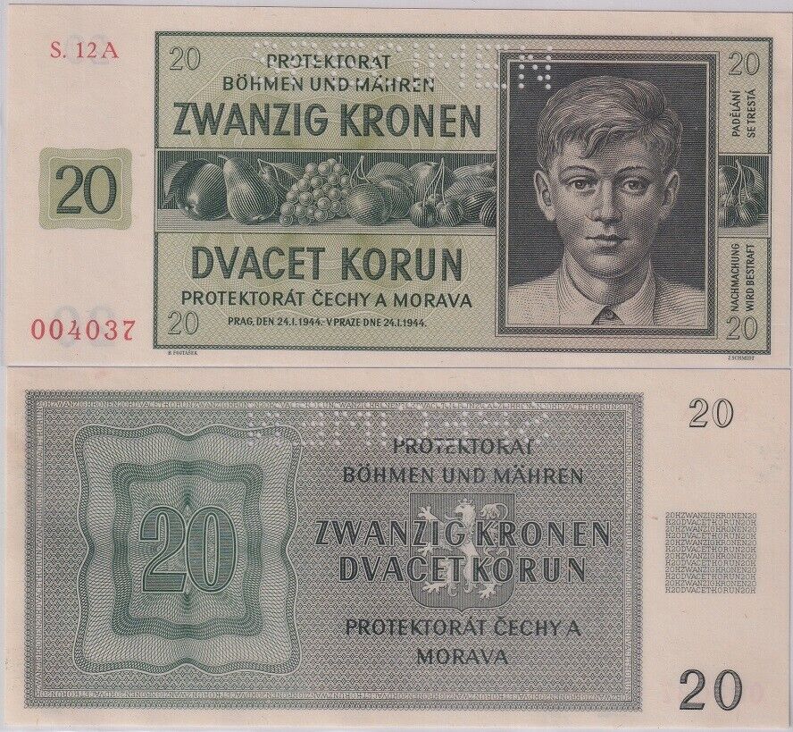 Bohemia 20 Korun 1944 Specimen P 9 as AUnc