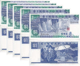 Singapore 1 Dollar ND 1987 P 18 a UNC LOT 5 PCS