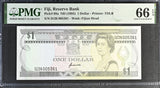 Fiji 1 Dollar ND 1993 P 89 a Gem UNC PMG 66 EPQ