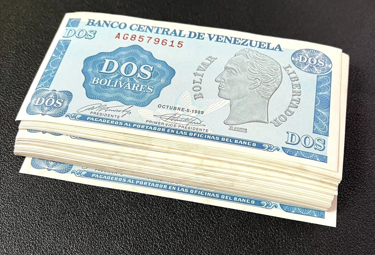 Venezuela 2 Bolívar 1989 P 69 AUnc LOT 25 PCS See Scan