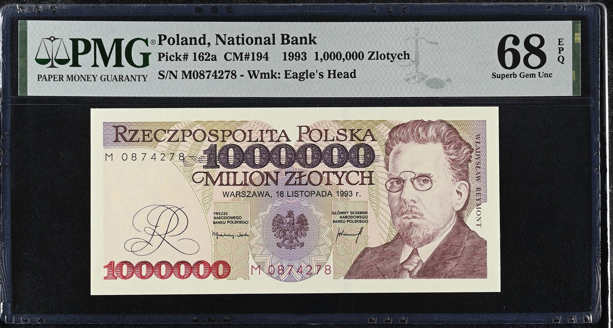 Poland 1000000 Zlotych 1993 P 162 a Superb Gem UNC PMG 68 EPQ