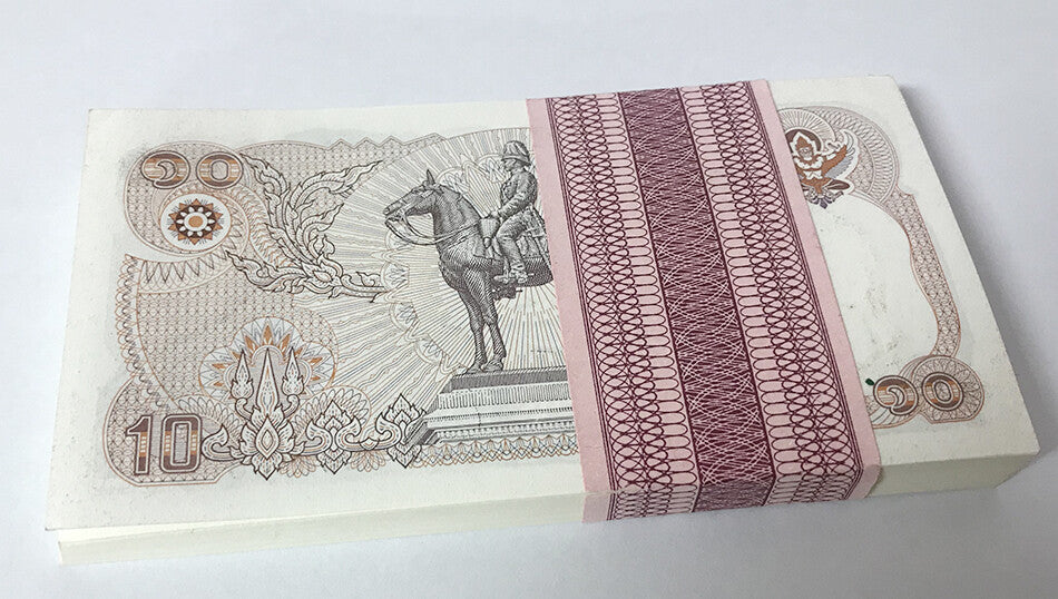 THAILAND 10 BAHT ND 1980 P 87 UNC LOT 100 PCS 1 BUNDLE RAMA IX