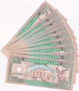 Somaliland 5 Shillings 1994 P 1 UNC LOT 10 PCS Camel caravan, Naasa Hablood
