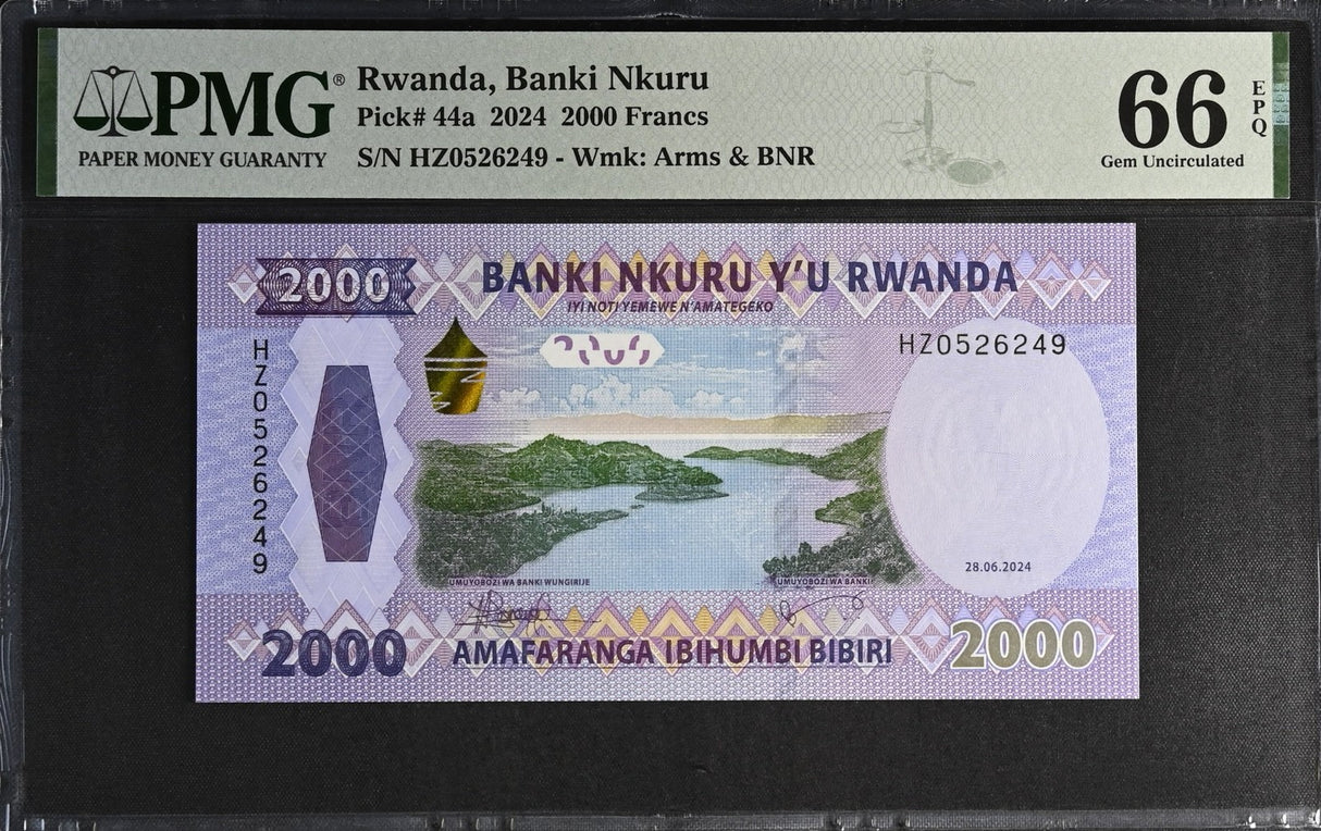Rwanda 2000 Francs 2024 P 44 a Gem UNC PMG 66 EPQ