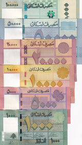 Lebanon Set 6 1000-20000 50000 100000 Livres 2016-2023 P 90 91 92 93-105 UNC