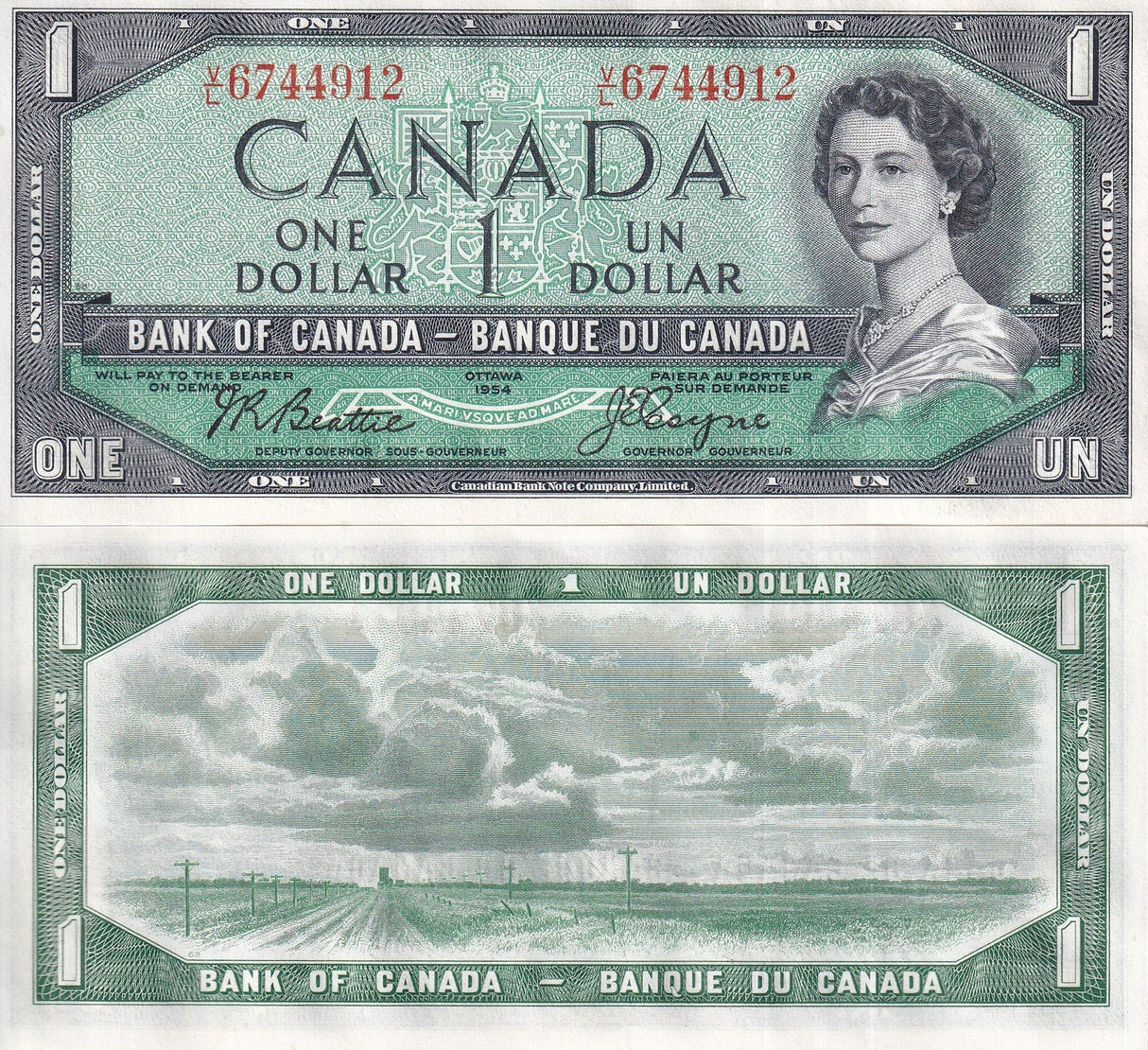 Canada 1 Dollar 1954 P 74 a OTTAWA UNC