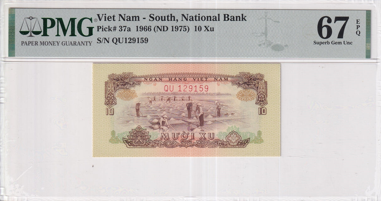 South Vietnam 10 Xu 1966 ND 1975 P 37 a Superb Gem UNC PMG 67 EPQ
