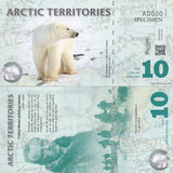 Arctic Territories 10 Dollar 2010 Polymer Specimen UNC
