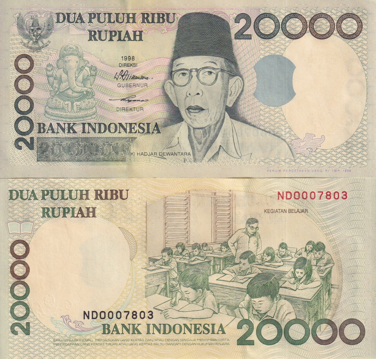 Indonesia 20000 Rupiah 1998/Random Year P 138 UNC