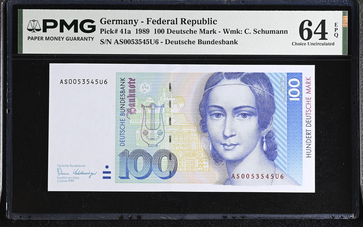 Germany 100 Mark 1989 P 41 a Choice UNC PMG 64 EPQ , Deutsche bundesbank