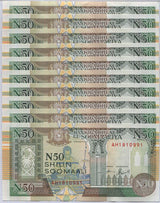 Somalia 50 Shilling 1991 P R2 UNC LOT 10 PCS