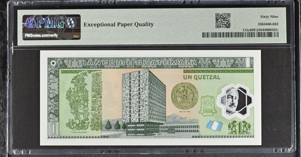 Guatemala 1 Quetzal 2012 P 115 c Superb Gem UNC PMG 69 EPQ TOP POP