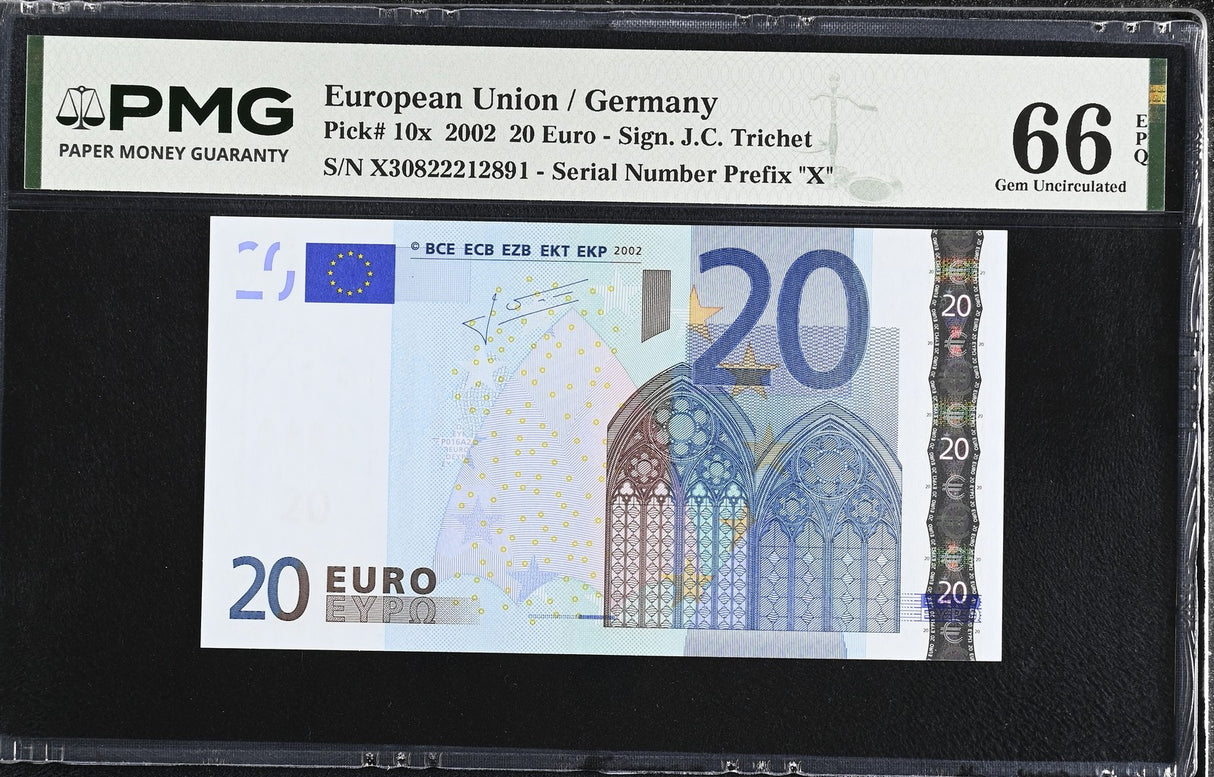 Euro 20 Euro 2002 Germany P 10 x Gem UNC PMG 66 EPQ