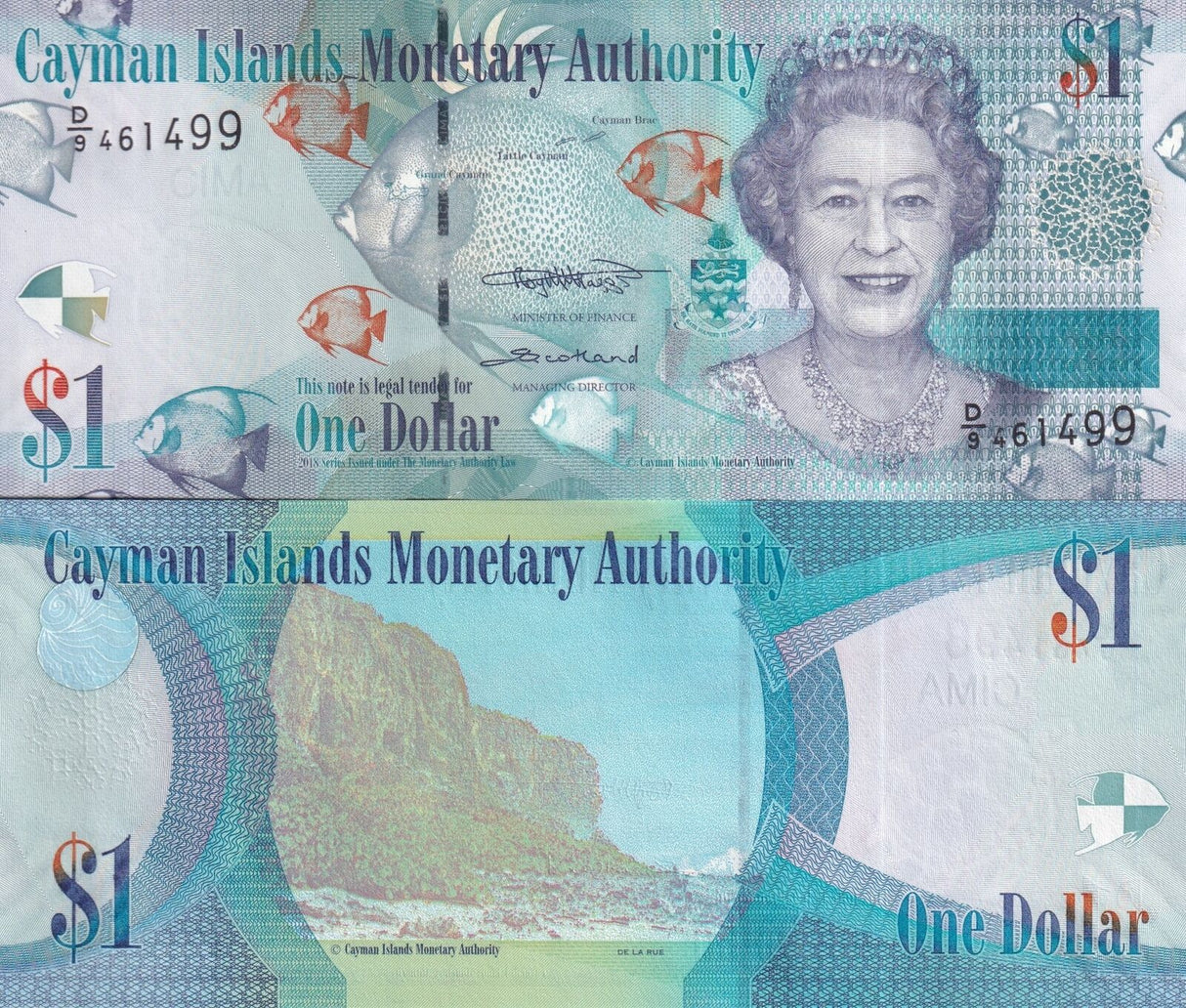 Cayman Islands 1 Dollar 2024 (2018) QEII Prefix D/9 P 38 UNC