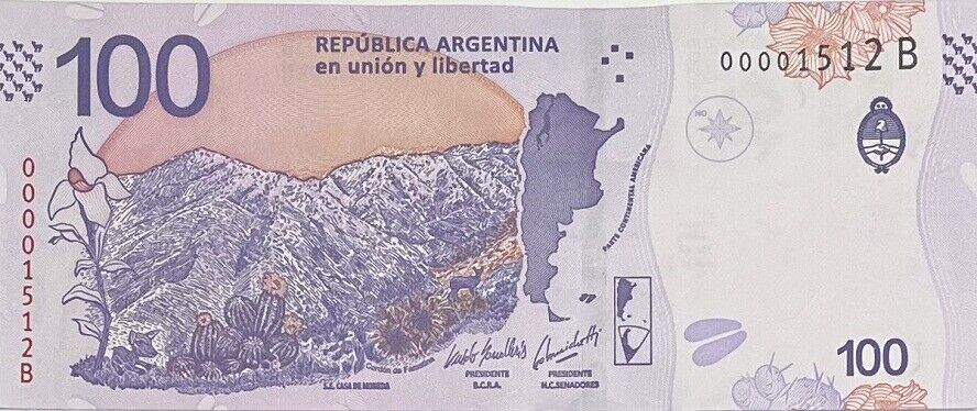 Argentina 100 Pesos 2018 Random Suffix P 363A UNC LOT 5 PCS