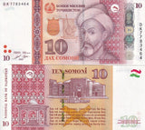 Tajikistan 10 Somoni 2022 P 24 UNC LOT 5 PCS
