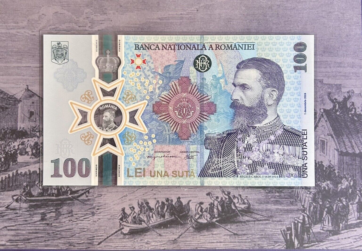 ルーマニア 100レイ 記念紙幣 2024年 カロル1世誕生185年記念 thumb.jpg
